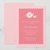 Tea Party Birthday Invitation Kaart (Voorkant / Achterkant)
