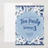 Tea Party Birthday Invitation Kaart (Voorkant / Achterkant)
