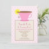 Tea Party Birthday Invitation - Pink Kaart (Staand voorkant)