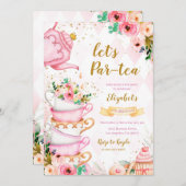 Tea Party Birthday Kaart (Voorkant / Achterkant)