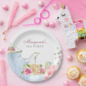 Tea Party Bloemen Elegant Gepersonaliseerd Papieren Bordje (Feest)