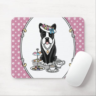 Tea Party Boston Terrier Dog (zwart) Cute Muismat