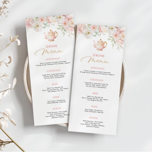 Tea Party Bridal Shower Drink Menu
