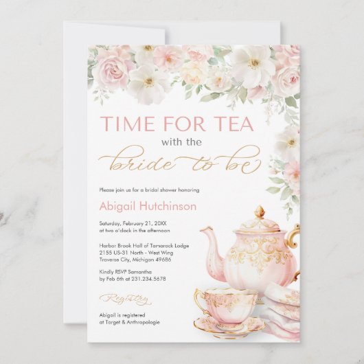 Tea Party Bridal Shower Invitation (Devant)