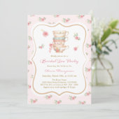 Tea Party Bridal Shower Invitation Kaart (Staand voorkant)