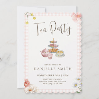 Tea Party Bridal Shower Invitation Kaart