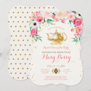 Tea Party Bridal Shower Invitation Kaart