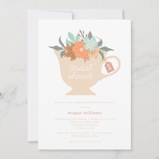 Tea Party Bridal Shower Invitation Kaart (Voorkant)
