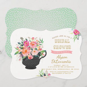 Tea Party Bridal Shower Invitation Kaart