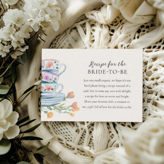 Tea Party Bridal Shower Recipe Card  Informatiekaartje