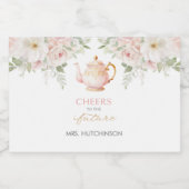 Tea Party Bridal Shower Sparkling Wijnetiket (Enkel label)
