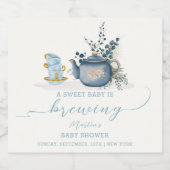 Tea Party Brouwen Baby shower Sparkling Wijnetiket (Enkel label)