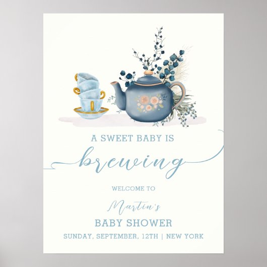 Tea Party Brouwen Baby shower Welkom Poster (Voorkant)