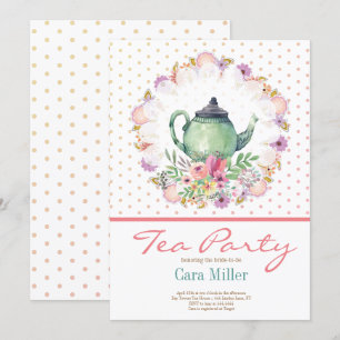 Tea Party Bruids baby shower Kaart