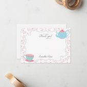 Tea Party Carte de remerciements (Rose) (Devant/Arrière en situation)