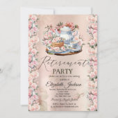 Tea Party Chic Rozen Pensioen Partij Kaart (Voorkant)