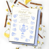Tea Party Chinoiserie Blauw Boho Kant Vrijgezellen Kaart