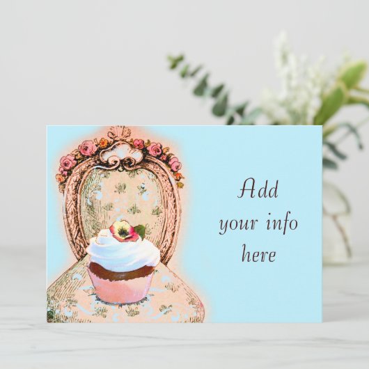 Tea Party Cupcake Invitation victorienne (Debout devant)