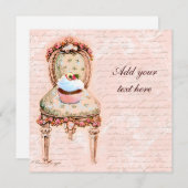 Tea Party Cupcake Invitations de design victorien (Devant / Derrière)