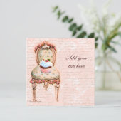 Tea Party Cupcake Victoriaans Design Invitations Kaart (Staand voorkant)