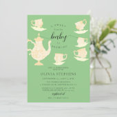 Tea Party Elegant Boho Lace Neutral Baby shower Kaart (Staand voorkant)