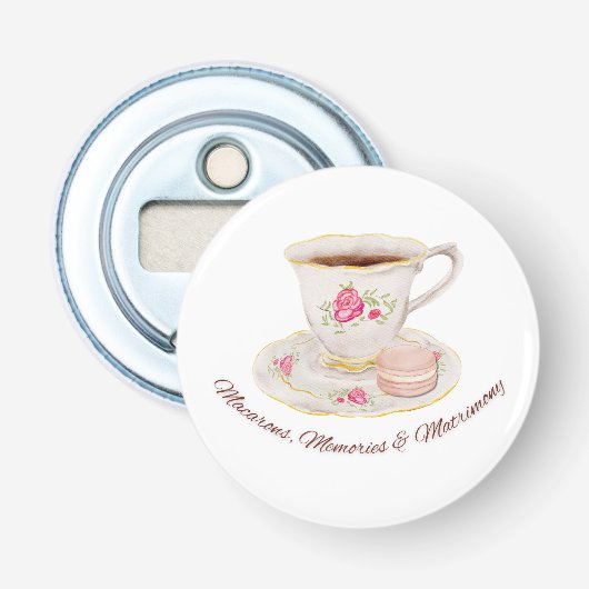Tea Party Elegant Vrijgezellenfeest Bachelorette Button Flesopener (Voorkant)