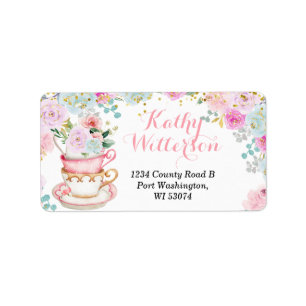 Tea Party étiquette de adresse Baby shower Pastel