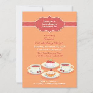 Tea Party Fête des mariées Flat Invitation