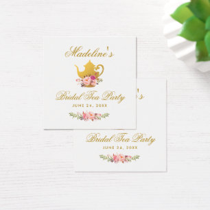 Tea Party Fête des mariées rose Floral & Gold Tags