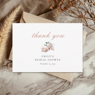 Tea Party Floral Bridal Shower Thank You Card Bedankkaart