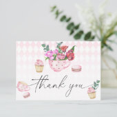 Tea Party Flowers baby shower bedankt (Staand voorkant)