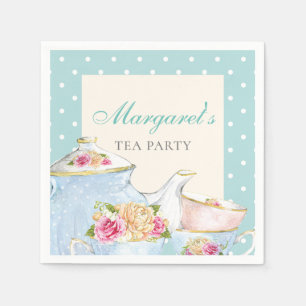 Tea Party gepersonaliseerde polka dot Servet