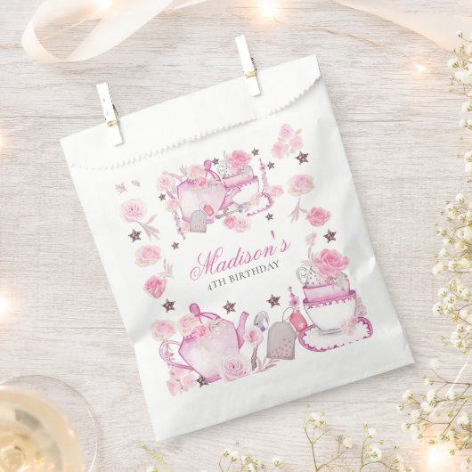 Tea Party Glitter Personalized Bedankzakje (Geknipt)