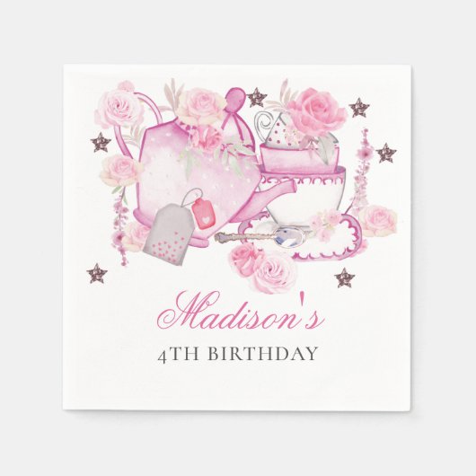 Tea Party Glitter Personalized Elegant Servet (Voorkant)