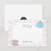 Tea Party - Hartelijk dank (roze) Notitiekaartje (Voorkant / Achterkant)