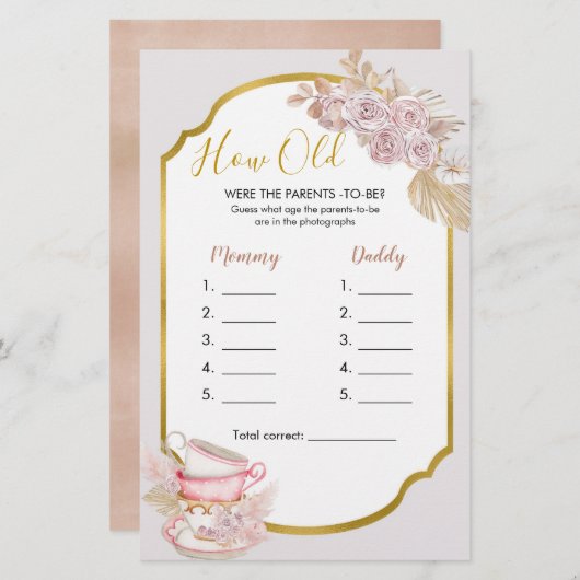  Tea Party Hoe oud waren de Parentenspelen? (Voorkant / Achterkant)