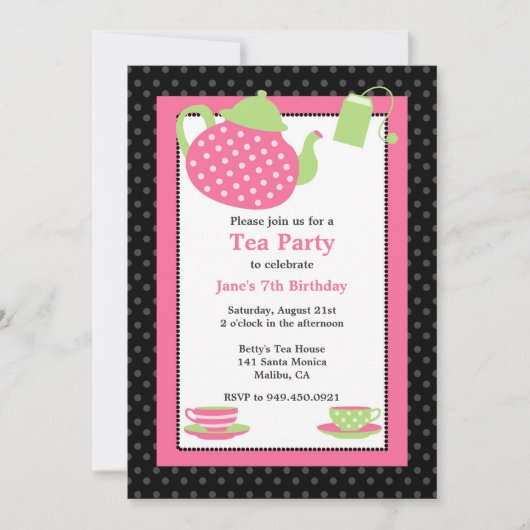 Tea Party Invitation à la fête d'anniversaire (Devant)