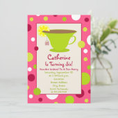 Tea Party Invitation Anniversaire - Pink And Green (Debout devant)