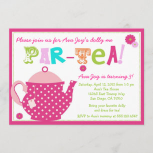 Tea Party Invitation d'anniversaire pour filles et