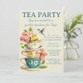 Tea Party Invitation Kaart (Staand voorkant)