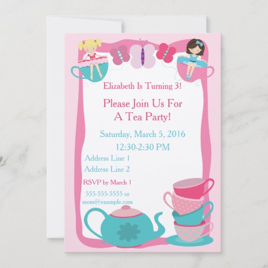 Tea Party Invitation Kaart (Voorkant)