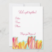 Tea Party Invitation Roze Tulp Waterverf Kunst Kaart (Achterkant)