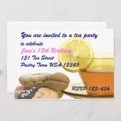 Tea Party Invitation Sjabloon Kaart (Voorkant / Achterkant)