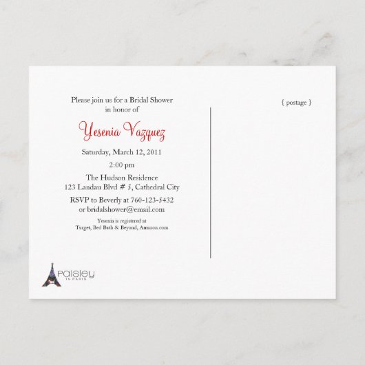 Tea Party, invitations par carte postale, Fleurs r (Dos)