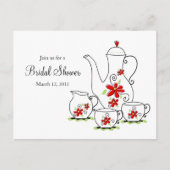 Tea Party, invitations par carte postale, Fleurs r (Devant)