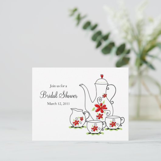 Tea Party, invitations par carte postale, Fleurs r (Debout devant)