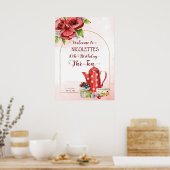 Tea party jarig polka dot tea pot welkomstteken poster (Keuken)