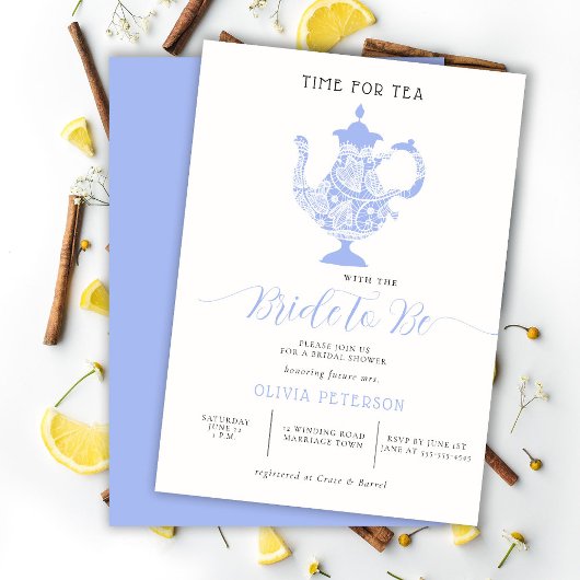 Tea Party Lavender Blue Modern Lace Vrijgezellenfe Kaart