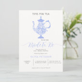 Tea Party Lavender Blue Modern Lace Vrijgezellenfe Kaart (Staand voorkant)