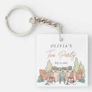 Tea party meisjes verjaardag schattig sleutelhanger
